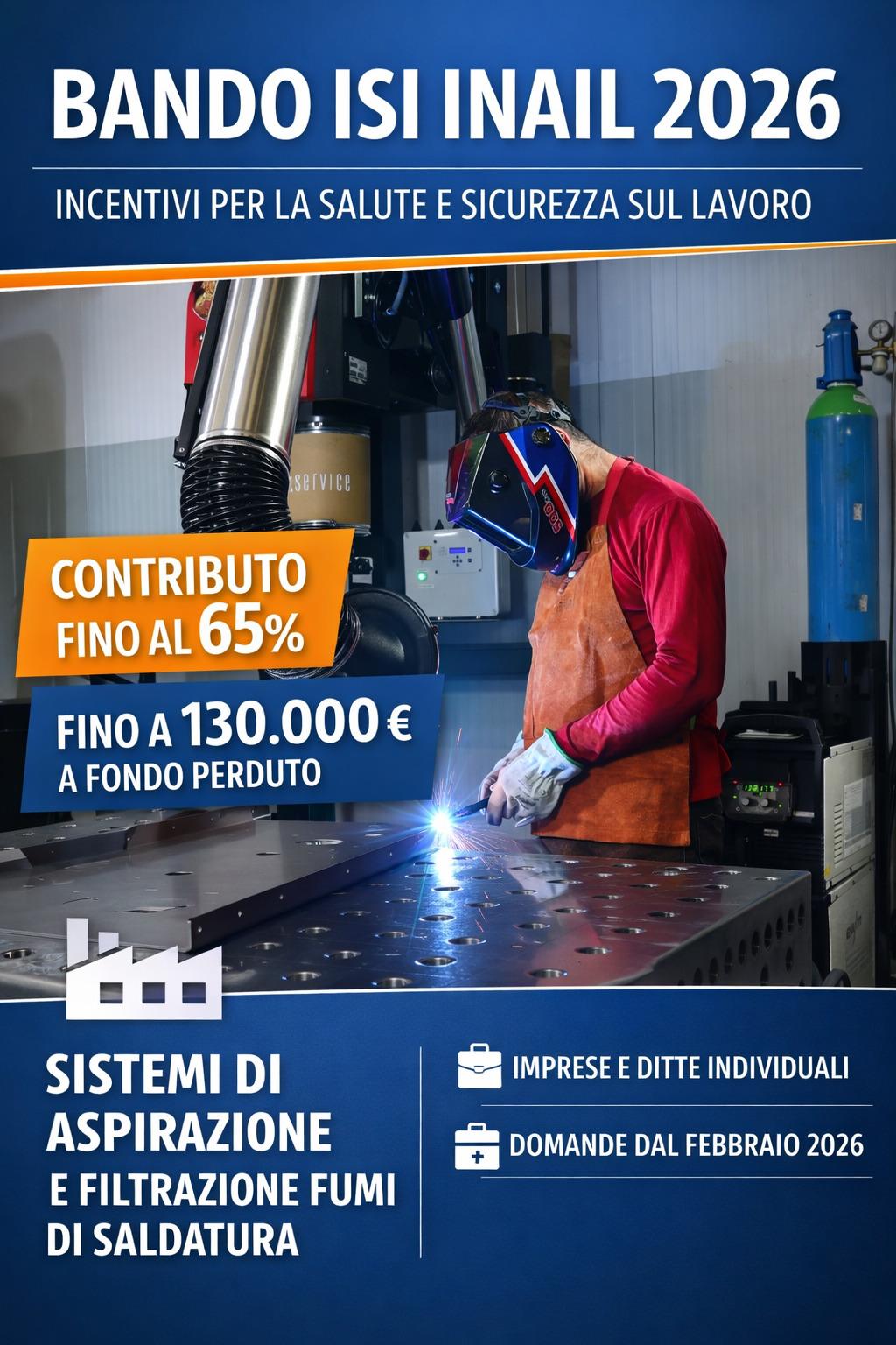 Bando ISI INAIL 2026: contributi a fondo perduto per sistemi di aspirazione e filtrazione fumi